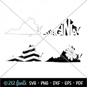 Virginia Outline Map PNG, Virginia SVG Silhouette Map, Digital Virginia Typography, Virginia State JPG, Virginia State Clip Art dxf Files