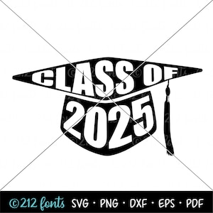 Classe des diplômés 2025 Clip Art, chapeau de remise des diplômes PNG Jpg eps, diplômé graphique SVG 2025, graphiques supérieurs diplômés, fichier coupe 25 diplômés Silhouette DXF
