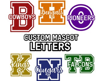 Custom Varsity Letter SVG: Personalized Mascot, School, or Team (Digital Download)
