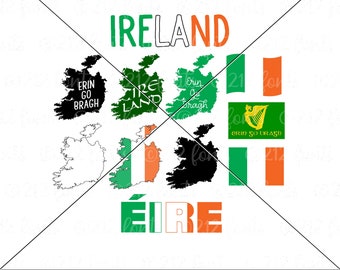 Ireland Flag and Map SVG Bundle, Erin Go Bragh Clipart (Digital Download)