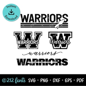 Warriors Mascot SVG Pack: School Team Graphics (Digital Download)