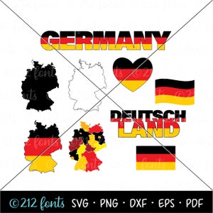 Germany Flag and Country svg Pack, Germany SVG, Germany Maps Silhouette, Germany Outline, German Flags & Maps Clip Art, Deutschland SVG