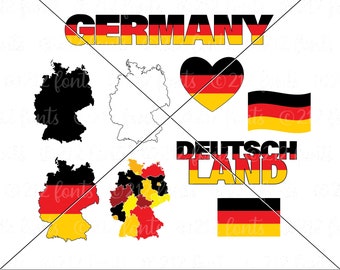 Imágenes prediseñadas SVG de la bandera y el mapa de Alemania: Gráficos de Alemania (Descarga digital)