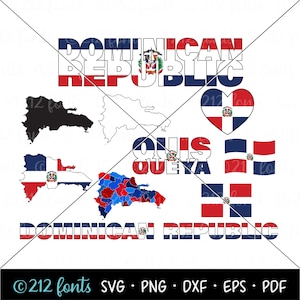 Paquete SVG de la bandera de República Dominicana: Mapas de países y contornos (descarga digital)