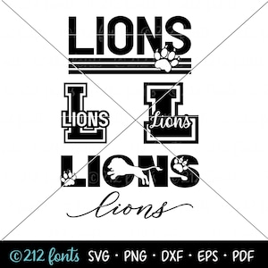 Lions Mascot SVG Pack: School Team Graphics (Digital Files)