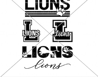 Lions Mascot SVG Pack: School Team Graphics (Digital Files)