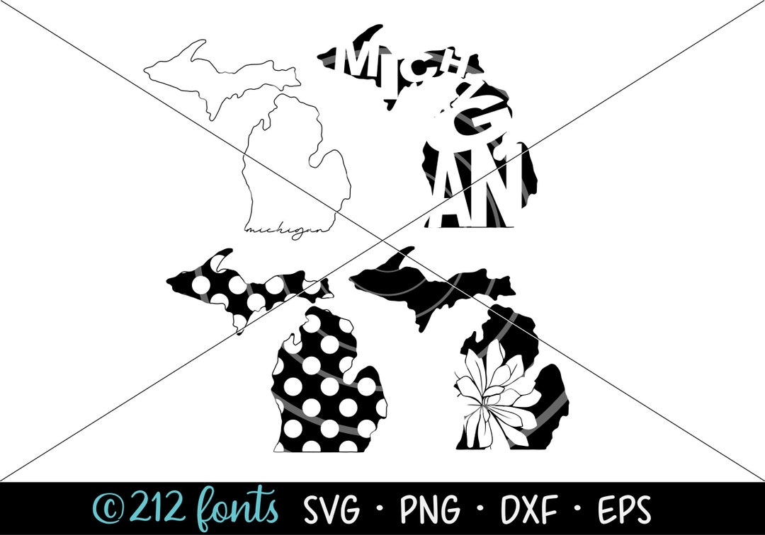 Michigan Outline Map PNG Michigan SVG Silhouette Map Digital - Etsy ...