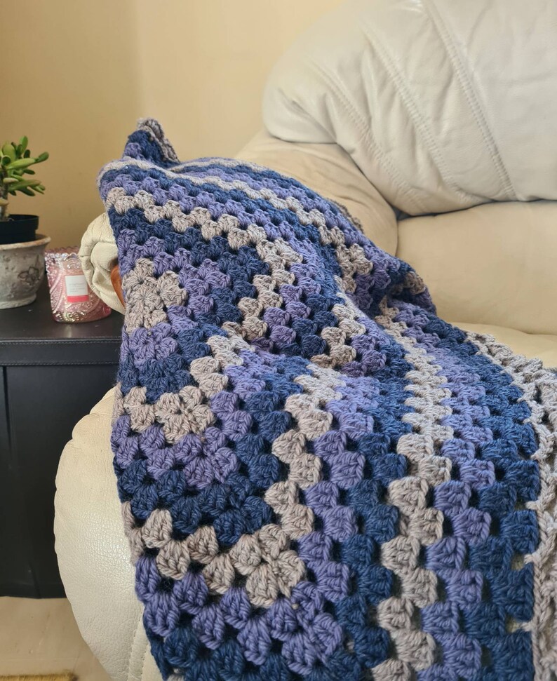 Blue/grey Crochet Baby Blanket Etsy