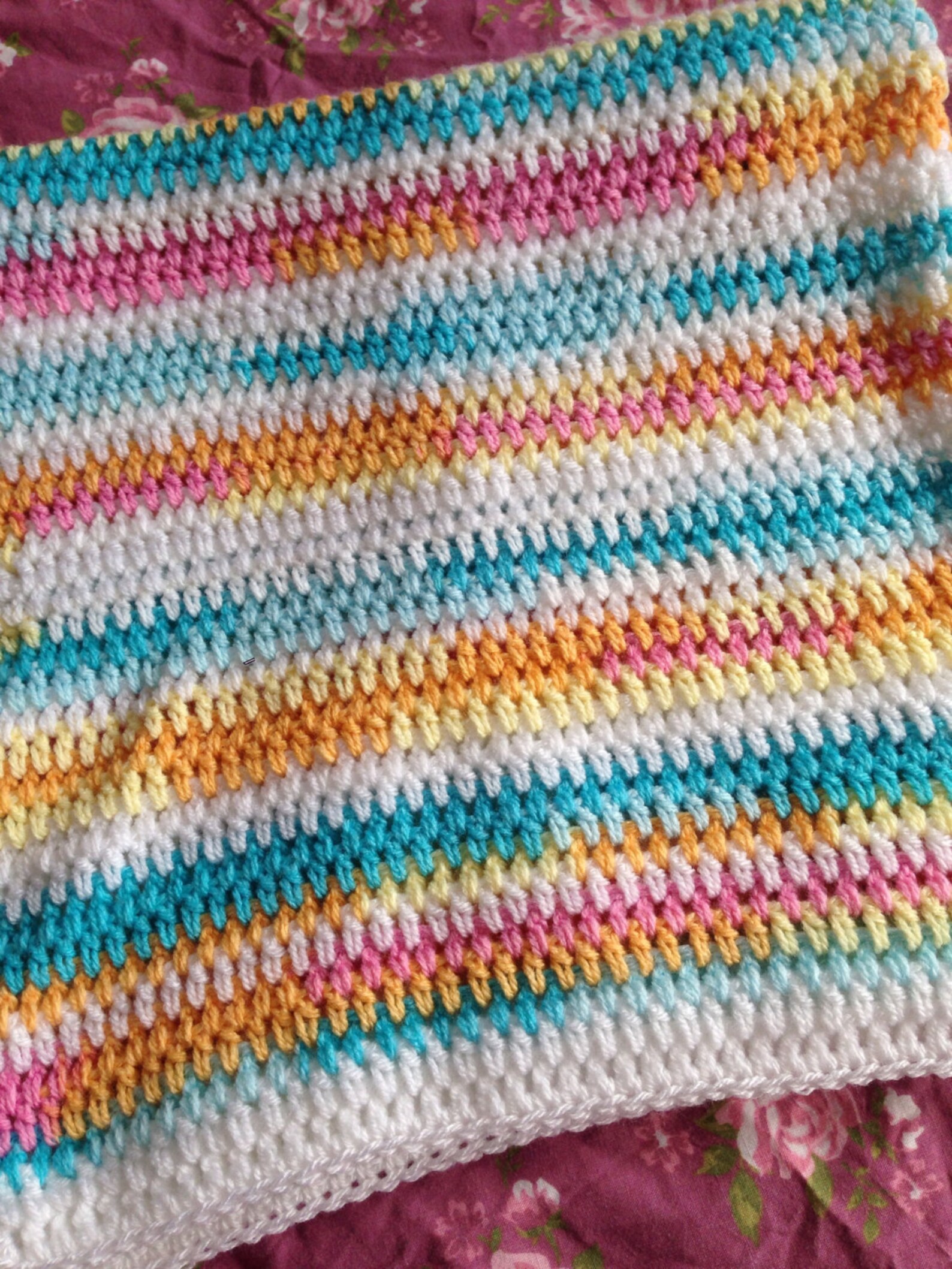 Candy Stripe Crochet Baby Blanket Etsy