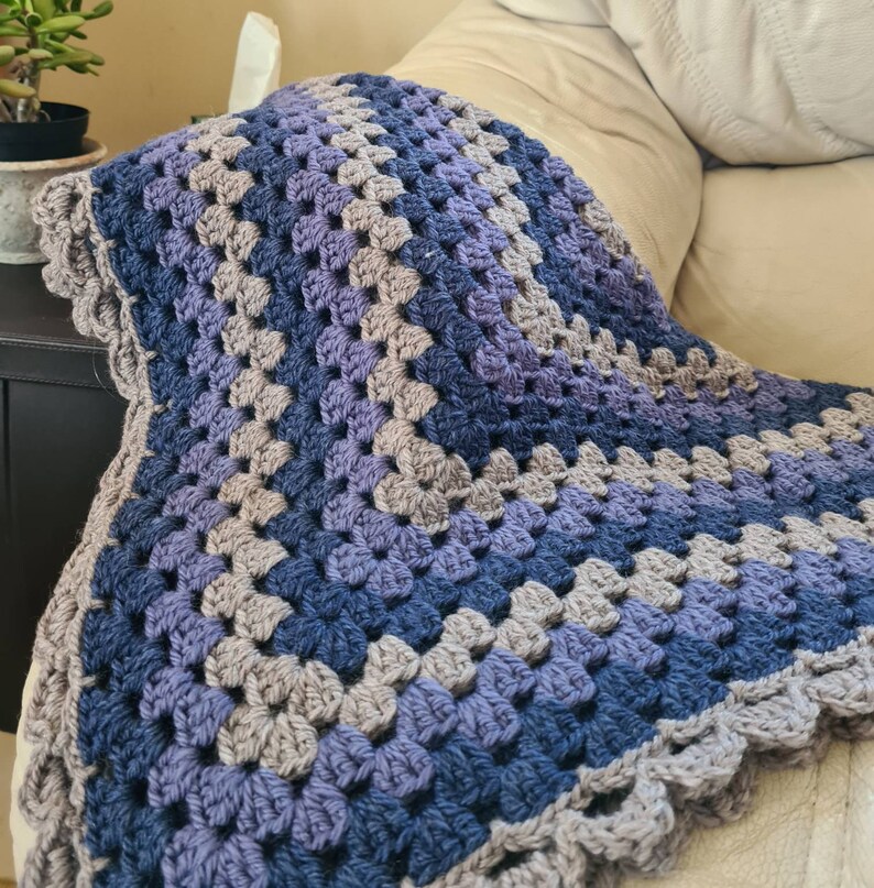 Blue/grey Crochet Baby Blanket Etsy