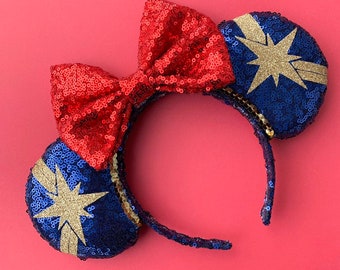 Captain Marvel Ear Band Bow