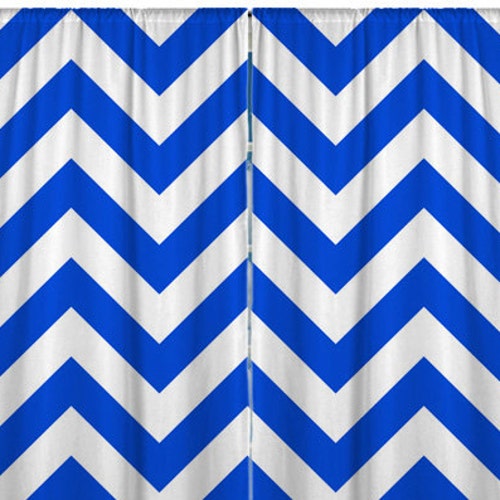 Royal Blue Chevron Window Curtain, Kids Curtains, shops Mediterranean, Modern, Boys Curtain Panel, Bathroom Curtain, Custom Size, ANY COLOR #120
