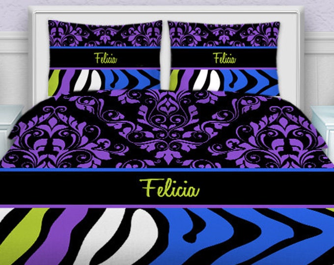 Damask Colorful Animal Print Twin Xl Comforter, Comforter Set Queen