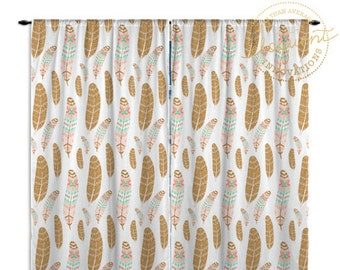 Feather Curtains - Boho - Feather Window Curtains - Oh So Pretty Collection #289