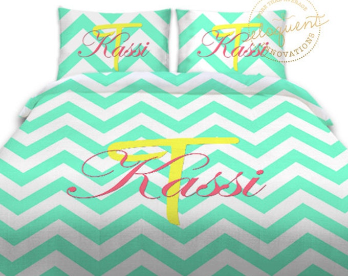 College DORM BEDDING Sets Twin Xl Duvet Cover Chevron Teal Etsy