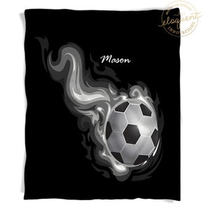 Personalized Soccer Blanket Sports Team Blanket Black and White Soccer Ball Throw Player #256 Kids Boys or Girls Soccer Gift Soccer Mom