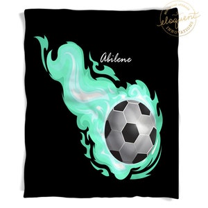 Personalized Soccer Blanket Sports Team Blanket Black and White Soccer Ball Throw Player #256 Kids Boys or Girls Soccer Gift Soccer Mom