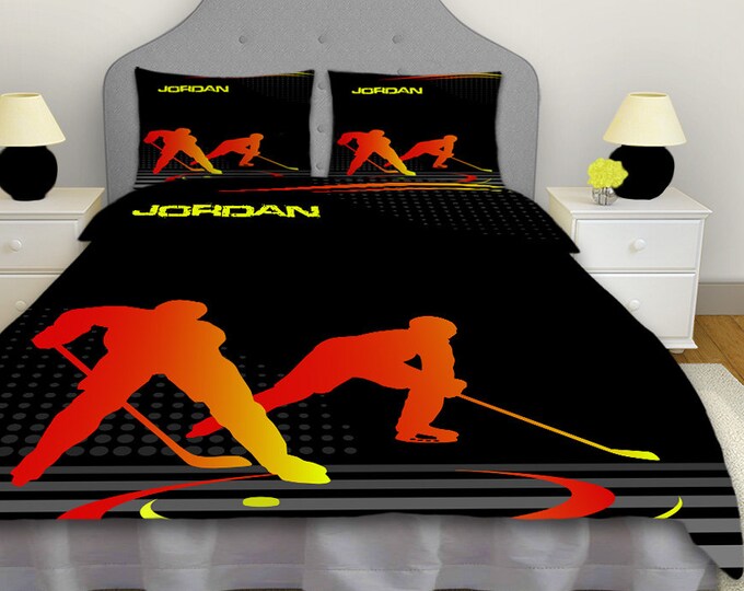Hockey Bedding, Hockey Duvet Cover, Boys Bedding Sets, Personalized
