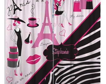 Paris Curtains Nursery Window Treatments Striped Curtains Etsy