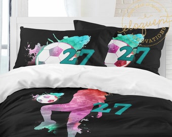 Girls Soccer Bedding Etsy