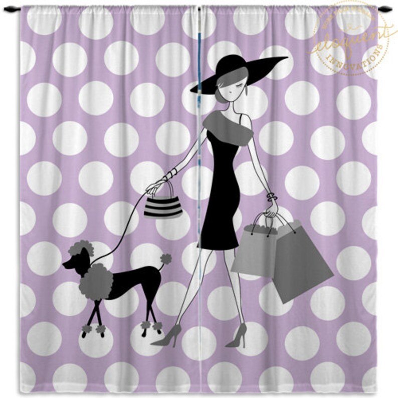 Purple Custom Size Curtain Panels #224 Curtians for Teen Rooms Paris Fashion Polka Dot Teen Curtains