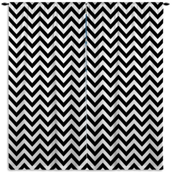 Black White Curtains Chevron Curtains Window Coverings Etsy