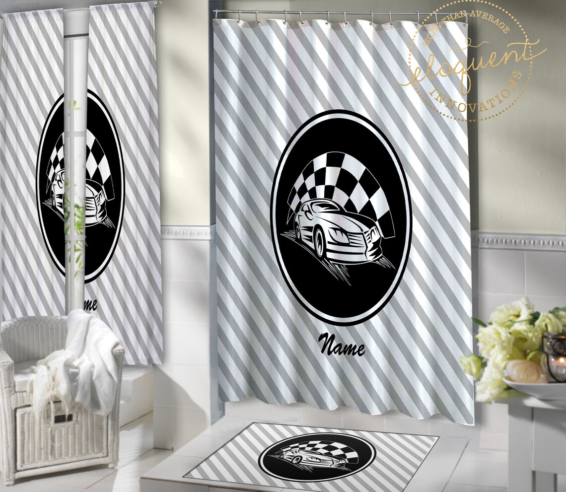 Drag Racing Shower Curtain Personalized With Name Race Track Etsy