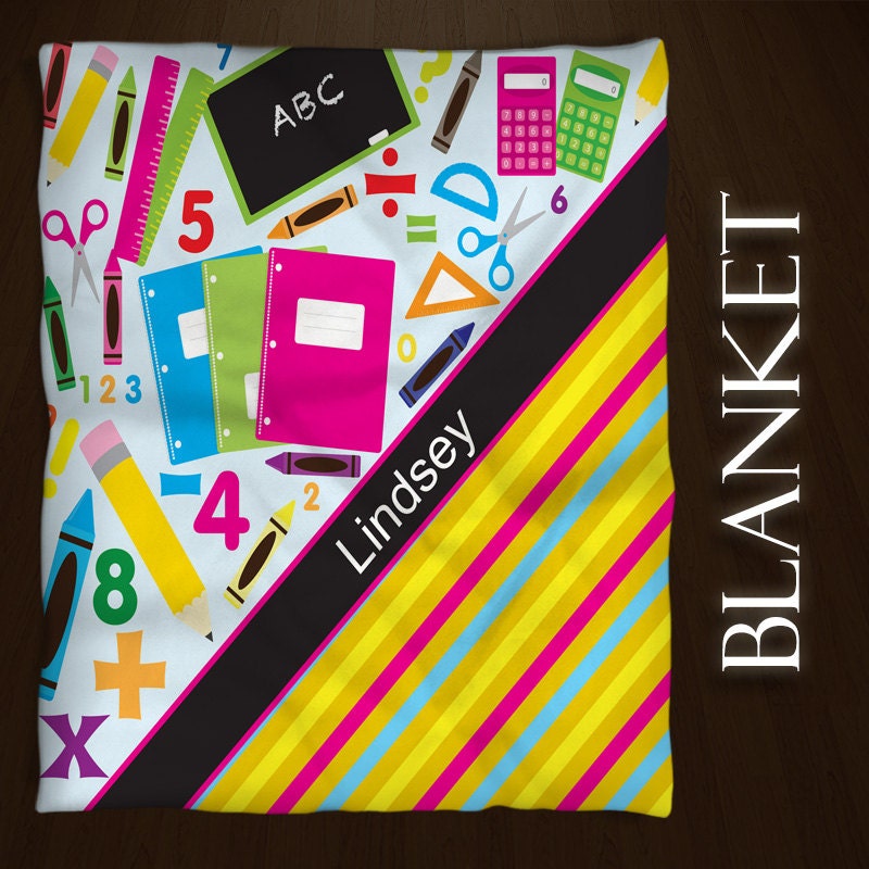 Colorful Blanket School Suplies Blanket Custom Blankets Etsy
