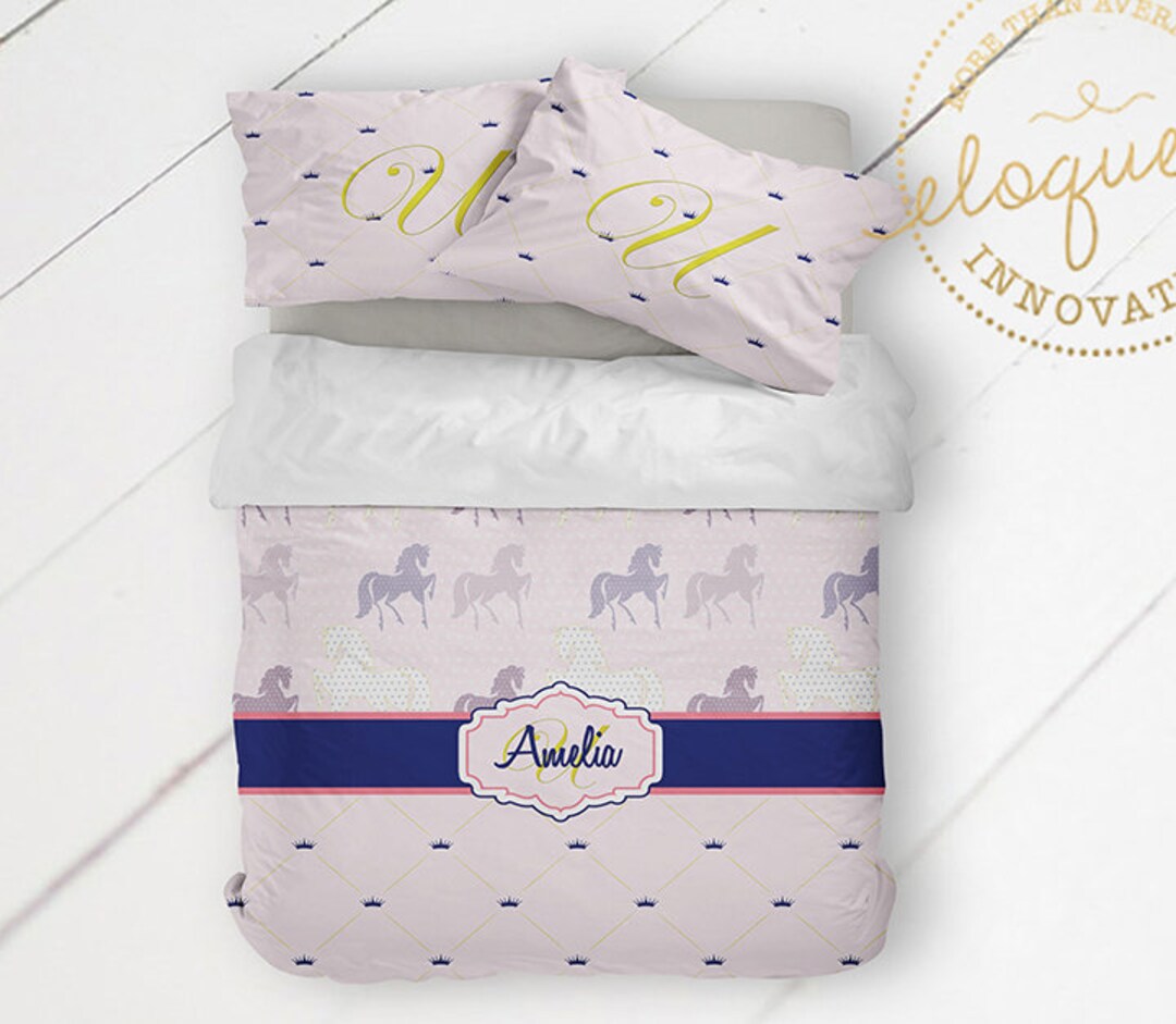 Pony Bedding for Little Girls Horse Comforter Pink Horse Etsy