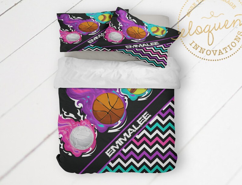 Girls Sports Bedding Personalized with Name Basketball image 0