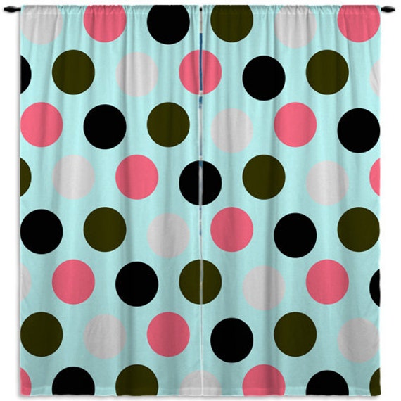Mint Green Pink Window Curtain Turquoise Kids Curtains Etsy
