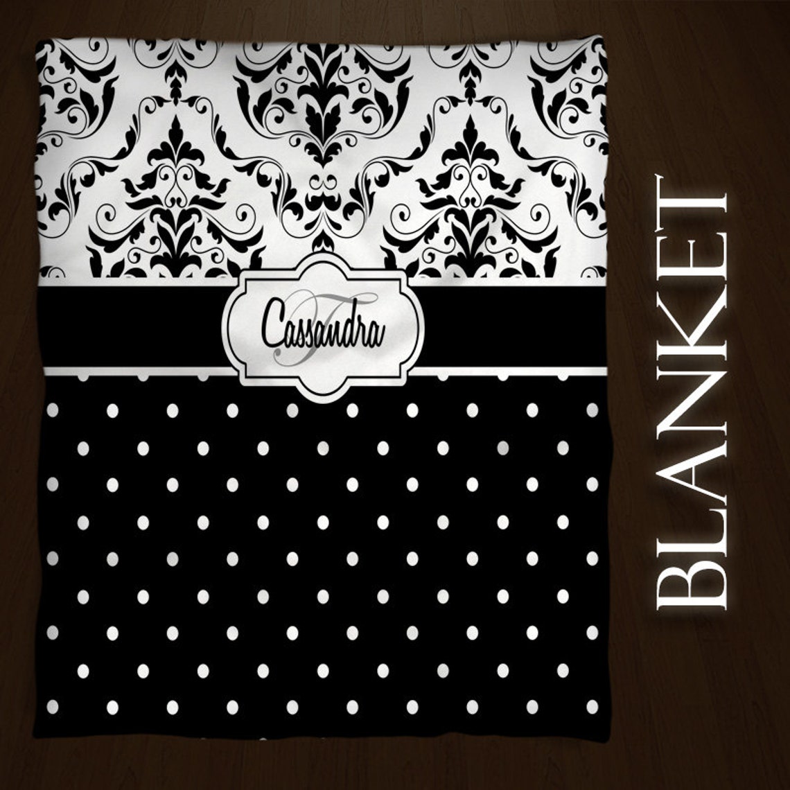 Black and White Blanket Soft Fuzzy Blanket Damask Custom Etsy