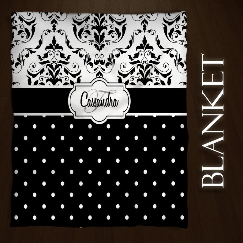 Black and White Blanket Soft Fuzzy Blanket Damask Custom Etsy