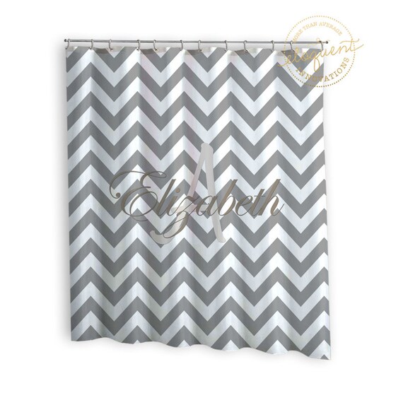 Gray and White Chevron Shower Curtain Modern White and Etsy