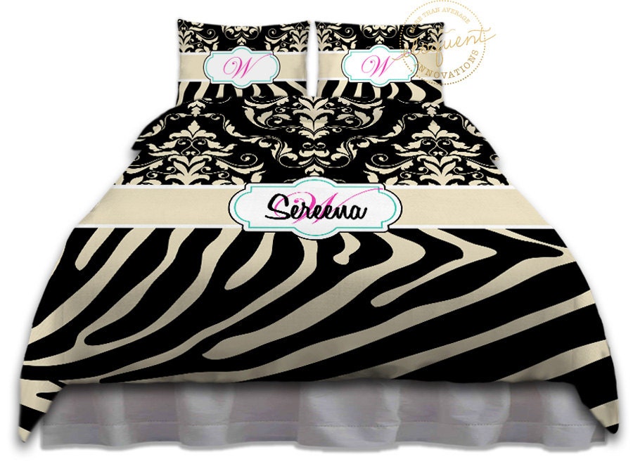 Black and Tan Zebra Print Duvet Cover Animal Print Bedding Etsy