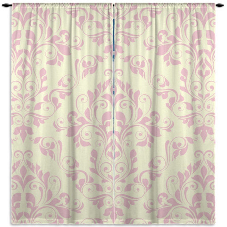 Elegant Pink Window Curtains Victorian Window Treatments Tan Etsy