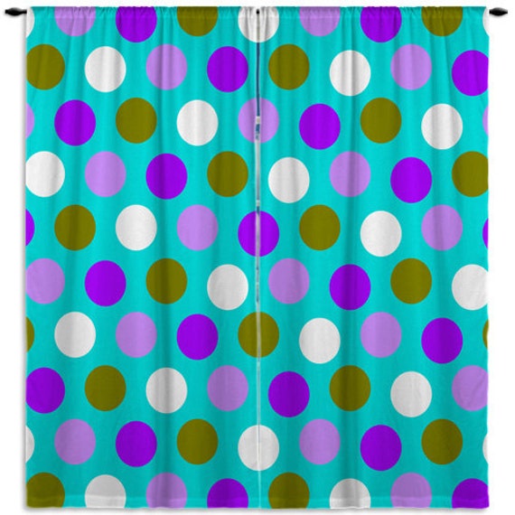 Teal Purple Window Curtain Kids Curtains Green And Etsy