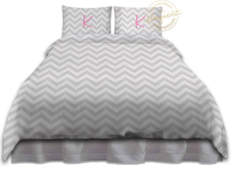 Grey And White Chevron Bedding Duvet Cover Preppy Image 0