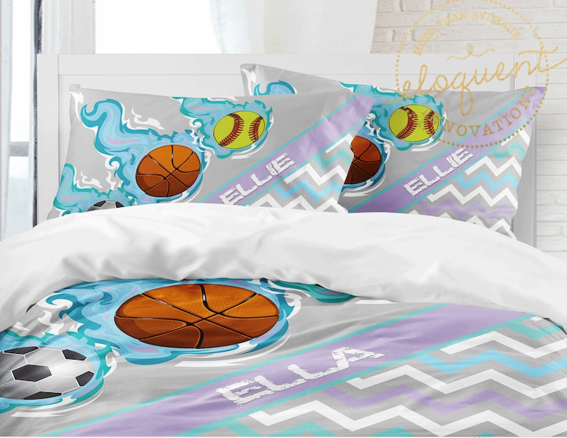 Girls Sports Bedding Personalized with Name Basketball image 0