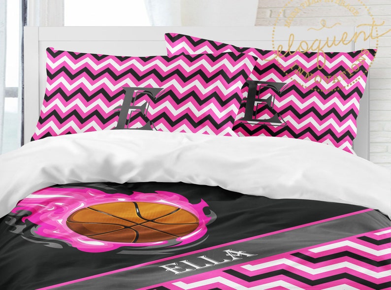 Basketball Bedding Sets Duvet Cover Girls Pink & Black Etsy