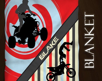 ATV Blanket, Motocross Blanket, Personalized Throw Blanket, Kids Fleece Blanket, Fleece Baby Blanket, Dirt Bike Blanket, Boys Blanket #57