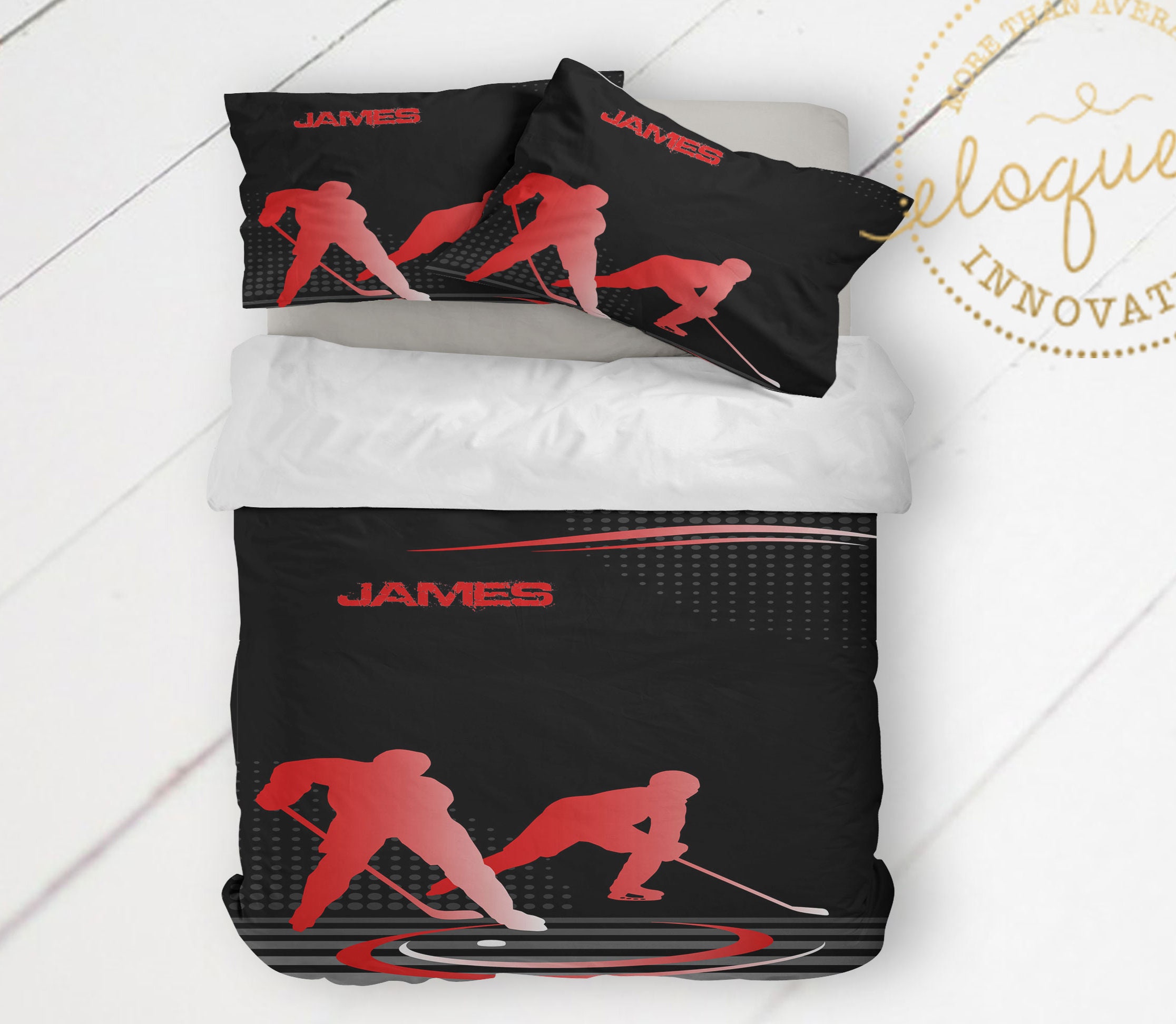 Hockey Bedding For Kids Comforter Red Hockey Bedding Etsy