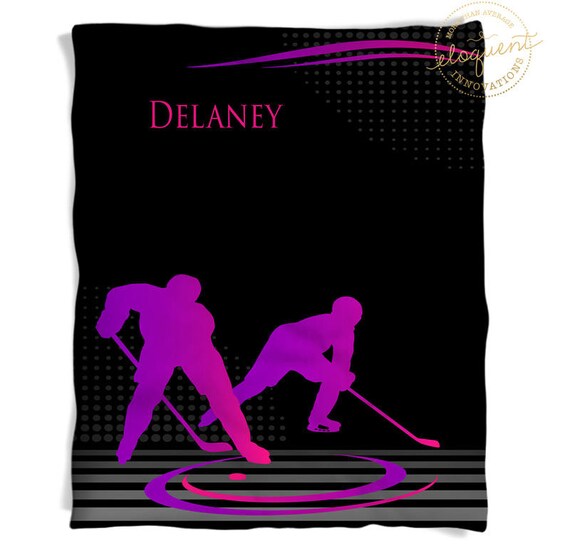 Hockey Player Gift Ideas Ice Hockey Blankets Girls Sports Personalized Throw #392 Hockey Mom Blanket Purple /& Pink
