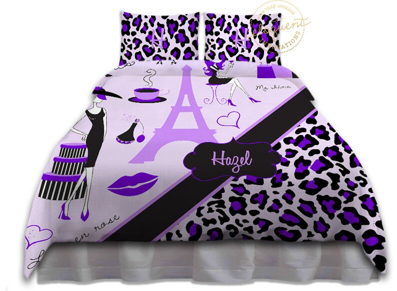 Paris Themed Bedding Sets Eiffel Tower Home Decor Purple Image 0