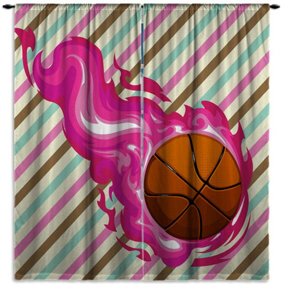 Basketball Themed Bedroom Curtains Custom Size Drapes And Curtains Unique Sports Window Curtains Striped Brown Pink Aqua 150