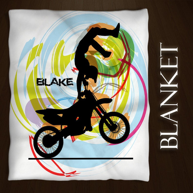 Motocross Blanket Personalized Throw Blanket Kids Fleece Etsy