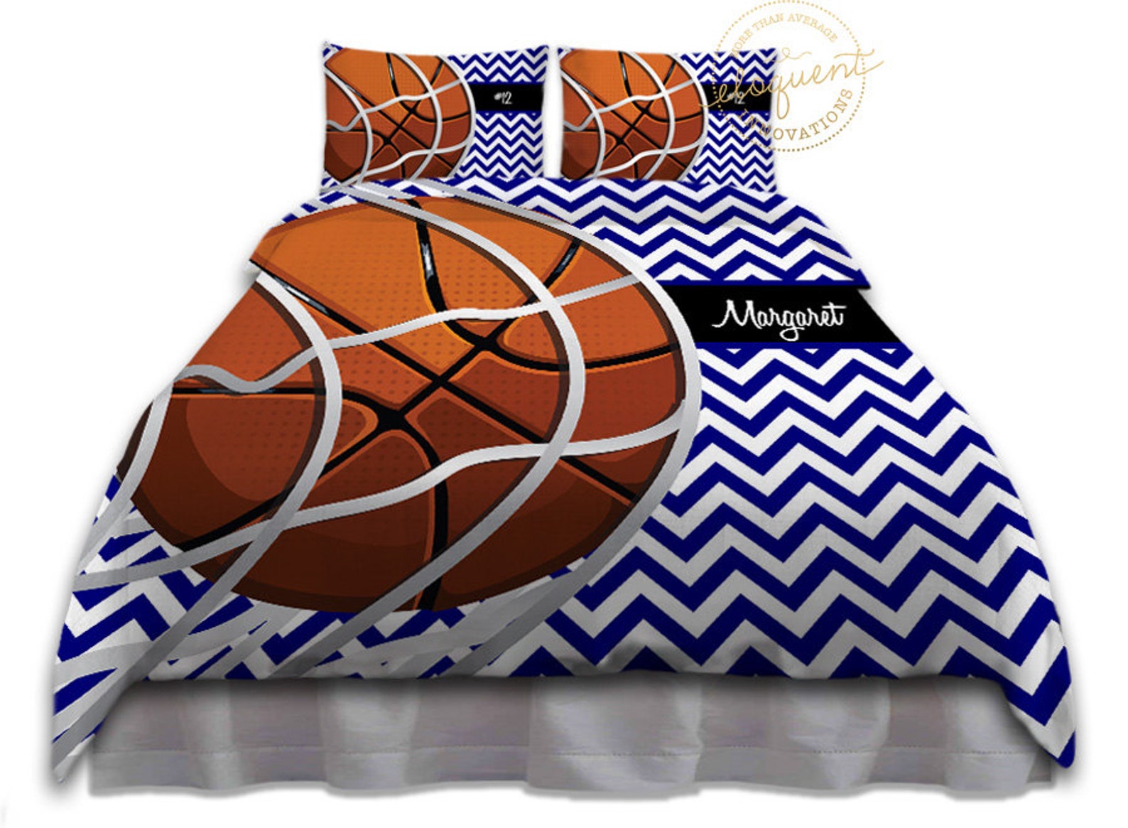 Basketball Duvet Cover Bedding Blue Chevron Basketball Etsy