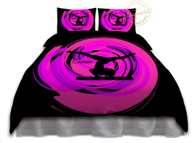 Gymnastics Bedding Girls Duvet Cover Pink Purple Gymnast Image 0