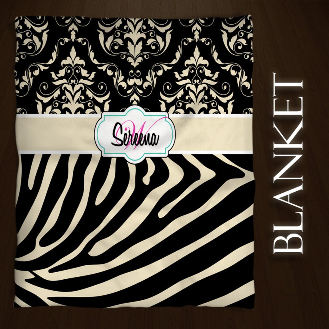 Black and Tan Zebra Print Blanket Fuzzy Blanket Damask Etsy