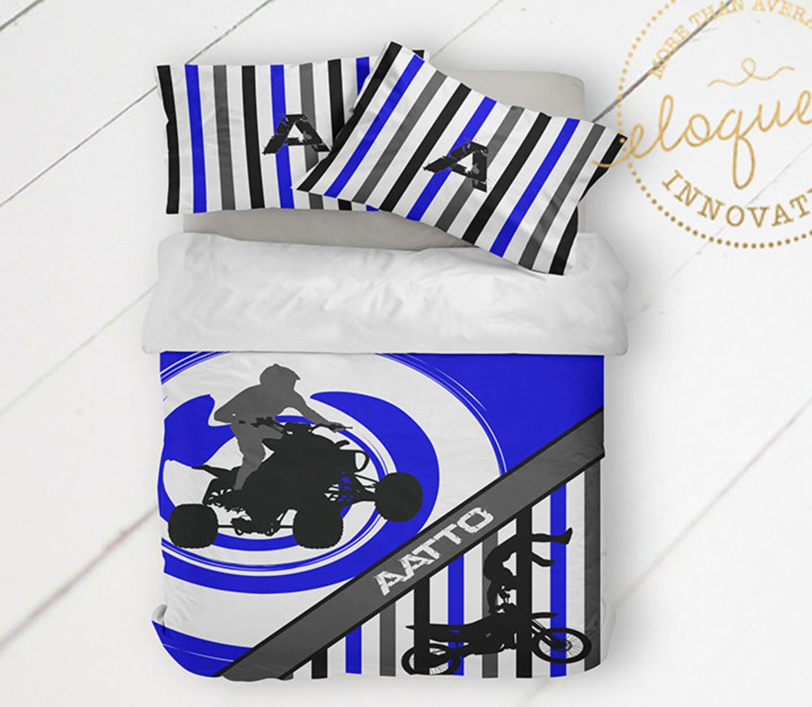 Dirt Bike Comforters Bedding Blue & White Dirt Bike Etsy